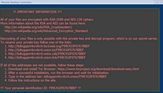 Locky Ransomware Message