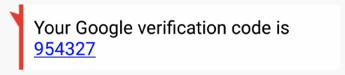 Real SMS message from Google Security with recovery code